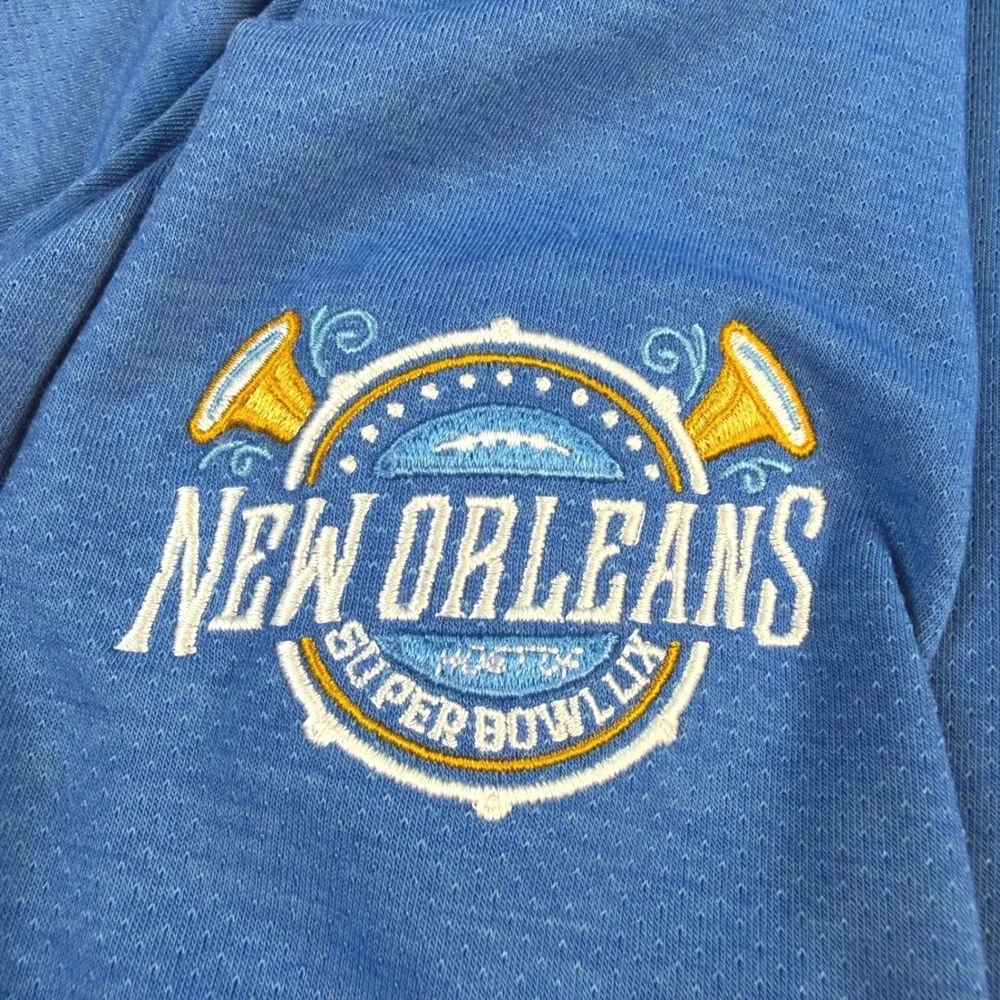 Johnnie-O Pullover‎ Mens Brewer 2XL Blue New Orleans Super Bowl LIX 1/4 Zip EUC